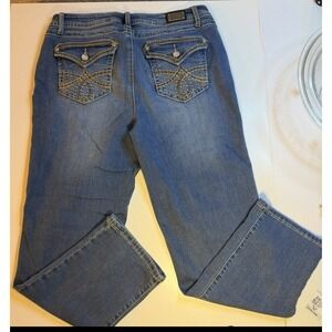 Size 12 "Earl" jeans Denim Rinestones Straight Leg